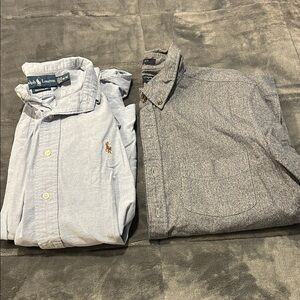 Ralph Lauren Light Blue & J Crew Gray Casual Button-Down Shirts (Pair)